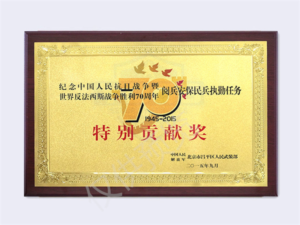 北京永兴集团yx06保安服务有限公司荣获2015阅兵安保民兵执勤特别贡献奖